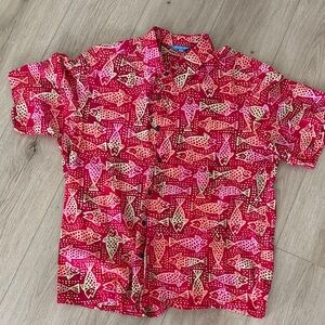 Blue Ginger Red Fish Pattern Shirt